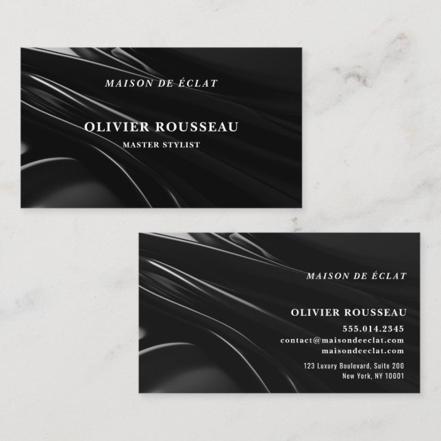 Modern Elegant Black Metallic3 Master Stylist Visitkort (Fram/baksida)
