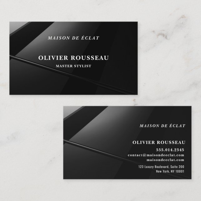 Modern Elegant Black Metallic4 Master Stylist Visitkort (Fram/baksida)