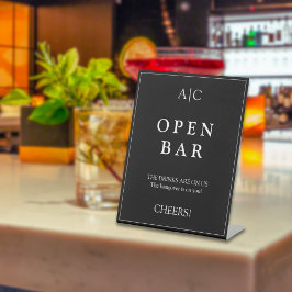 Modern Elegant Black Monogram Bröllop Pub