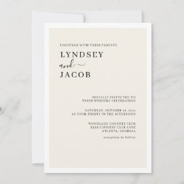 Modern Elegant Black och Cream Bröllop Inbjudningar