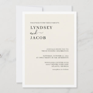 Modern Elegant Black och Cream Bröllop Inbjudningar