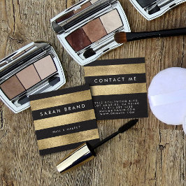 Modern Elegant Black och Faux Gold Foil Rand Fyrkantigt Visitkort