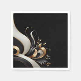 Modern Elegant Black och Guld Bröllop Pappersservett