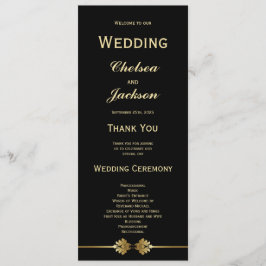 Modern Elegant Black och Guld Bröllop Program