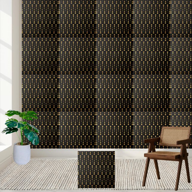 Modern Elegant Black och Guld Geometric Hexagon Kakelplatta (Modern Elegant Black and Gold Geometric Hexagon Ceramic Tile)
