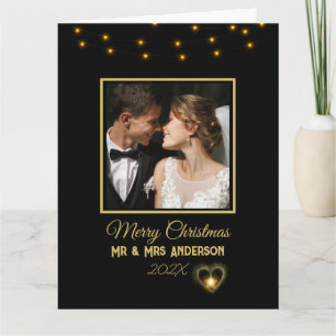 Modern Elegant Black och Guld Mr. och Mrs. Jul Kort
