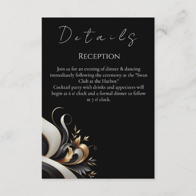 Modern Elegant Black och Guld Tilläggskort (Framsida)