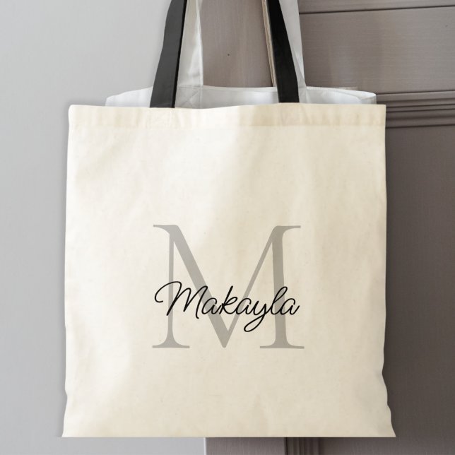 Modern Elegant Black Personlig Monogram Tygkasse (Skapare uppladdad)