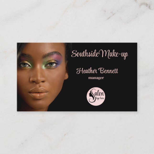 Modern Elegant Black Pink Makeup Artist  Visitkort (Framsida)