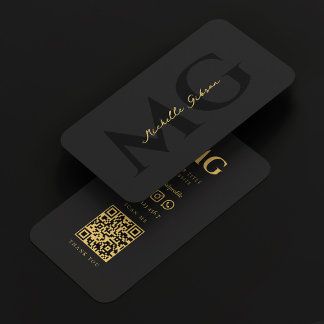 Modern Elegant Black Professionell Monogram Visitkort