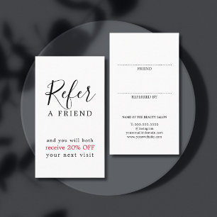 Modern Elegant Black Red Bold Beauty Salon Rabattkort