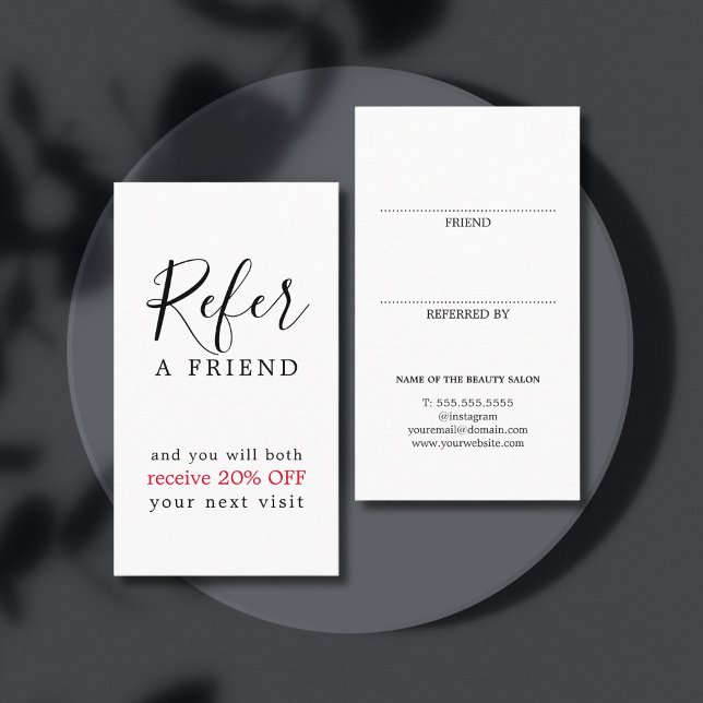 Modern Elegant Black Red Bold Beauty Salon Rabattkort (Skapare uppladdad)