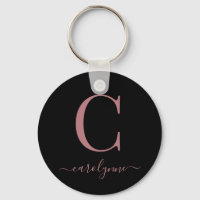 Modern Elegant Black Ro Guld Monogram-skript
