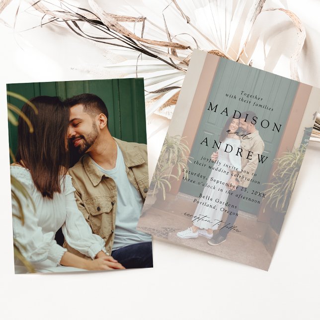 Modern Elegant Black Script 2 Photo Bröllop Inbjudningar (Skapare uppladdad)