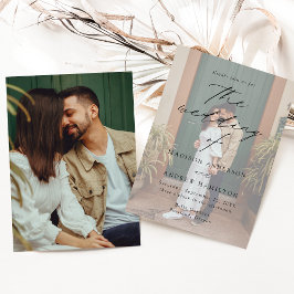 Modern Elegant Black Script 2 Photo Bröllop Inbjudningar