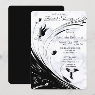 Modern Elegant Black Silhouette på White Marble Inbjudningar