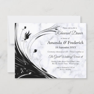 Modern Elegant Black Silhouette på White Marble Inbjudningar