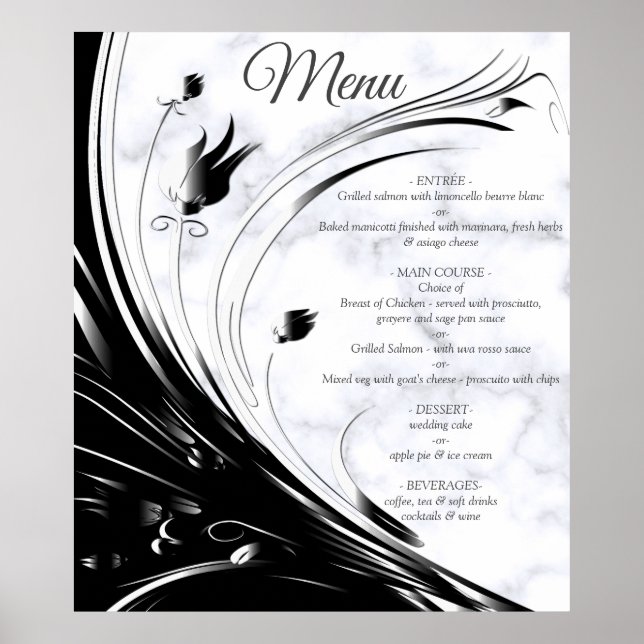 Modern Elegant Black Silhouette på White Marble Poster (Framsidan)