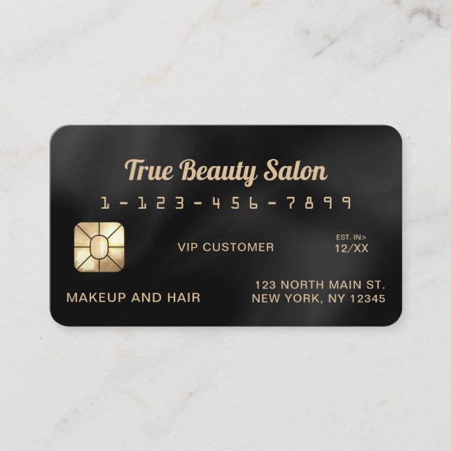 Modern Elegant Black Silke Kredit Card Visitkort (Framsida)