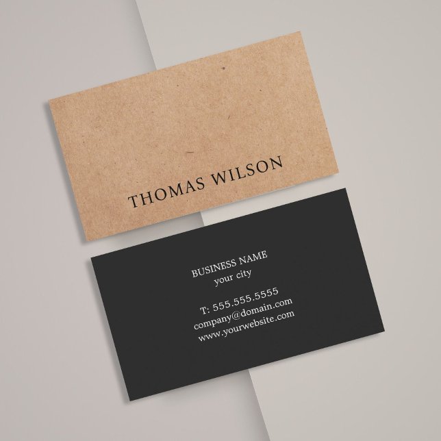 Modern Elegant Black TRINTED Kraft Papper Visitkort (Skapare uppladdad)