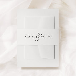 Modern Elegant Black White Anpassningsbar Monogram Band För Inbjudningskort