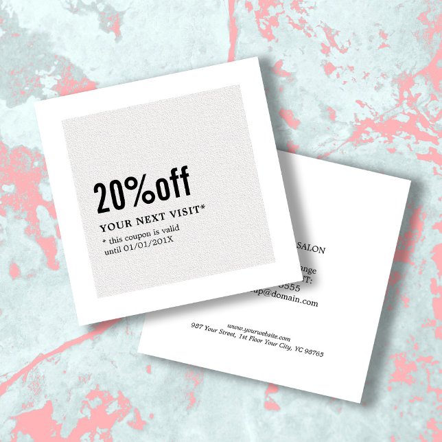 Modern Elegant Black White Beauty Coupon Rabattkort (Skapare uppladdad)