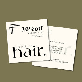 Modern Elegant Black White Beauty Rabatt Card