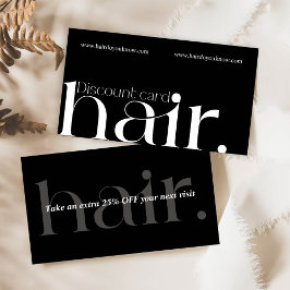 Modern Elegant Black White Beauty Rabatt Card
