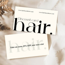 Modern Elegant Black White Beauty Rabatt Card