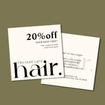 Modern Elegant Black White Beauty Rabatt Card