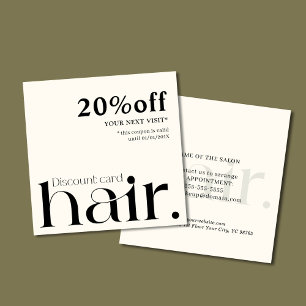 Modern Elegant Black White Beauty Rabatt Card Rabattkort