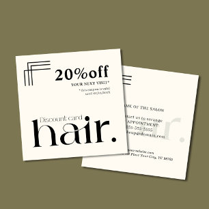Modern Elegant Black White Beauty Rabatt Card Rabattkort