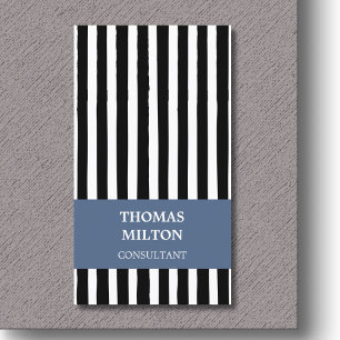 Modern Elegant Black White Blue Rand Consultant Visitkort