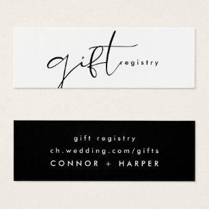 Modern Elegant Black & White Bröllop Gift-register Litet Visitkort