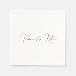 Modern Elegant Black & White Bröllop Pappersservett