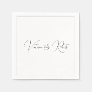 Modern Elegant Black & White Bröllop Pappersservett