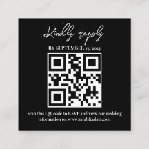 Modern Elegant Black White Bröllop QR Code OSA