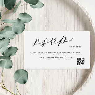 Modern Elegant Black White Bröllop QR Code OSA Tilläggskort