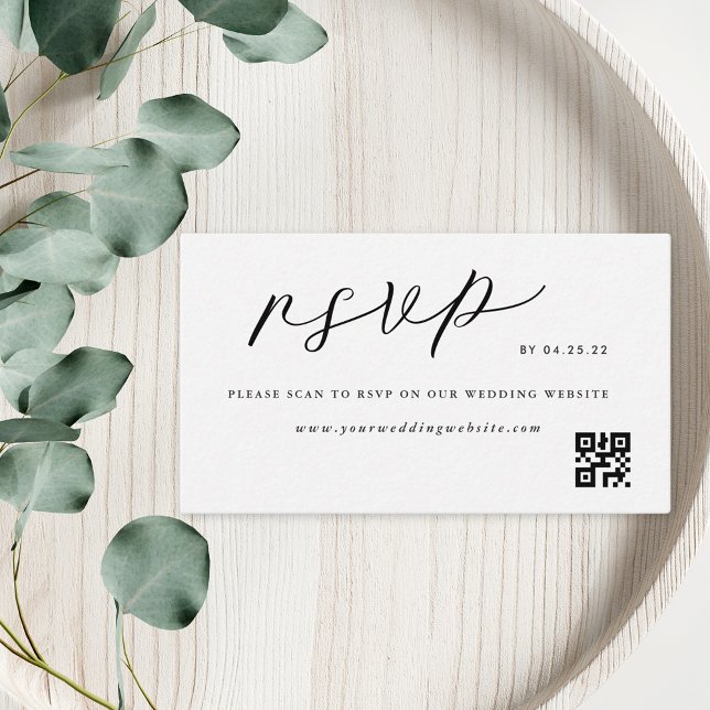 Modern Elegant Black White Bröllop QR Code OSA Tilläggskort (Skapare uppladdad)