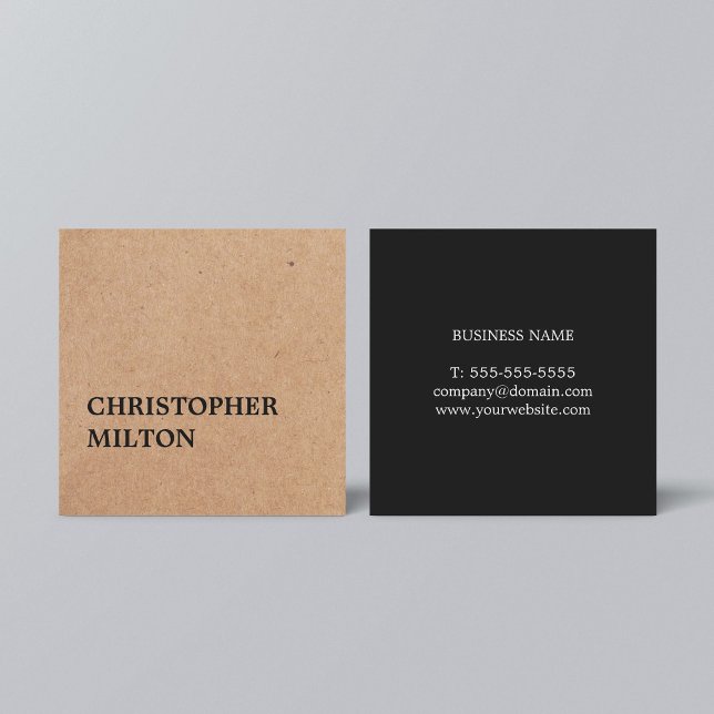 Modern Elegant Black White Cardboard Consultant Fyrkantigt Visitkort (Skapare uppladdad)