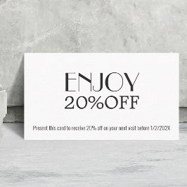 Modern Elegant Black White Coupon Beauty Rabattkort