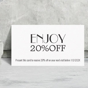 Modern Elegant Black White Coupon Beauty Rabattkort