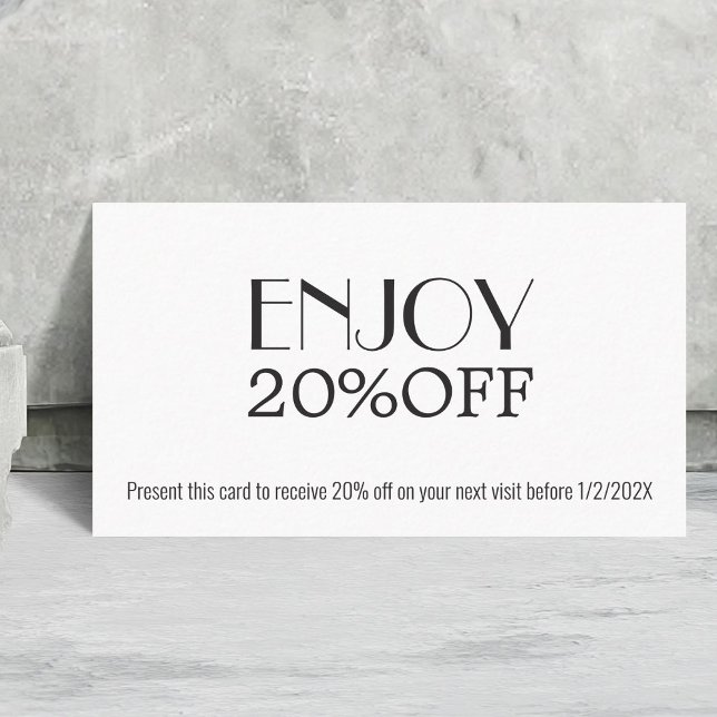 Modern Elegant Black White Coupon Beauty Rabattkort (Skapare uppladdad)