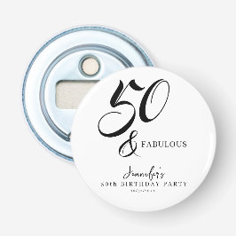 Modern Elegant Black White Fifty Fabulous Birthday Flasköppnare