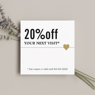 Modern Elegant Black White Guld Beauty Coupon Rabattkort