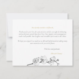 Modern Elegant Black White Guld Orchids Bröllop Tack Kort