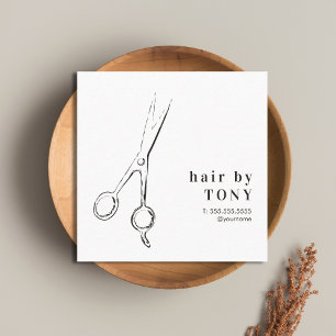 Modern Elegant Black White Hair Stylist Fyrkantigt Visitkort