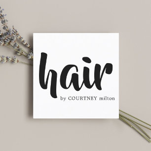 Modern Elegant Black White Hair Stylist Fyrkantigt Visitkort