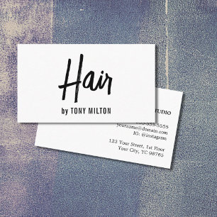 Modern Elegant Black White Hair Stylist Visitkort