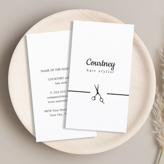 Modern Elegant Black White Hair Stylist Visitkort (Skapare uppladdad)